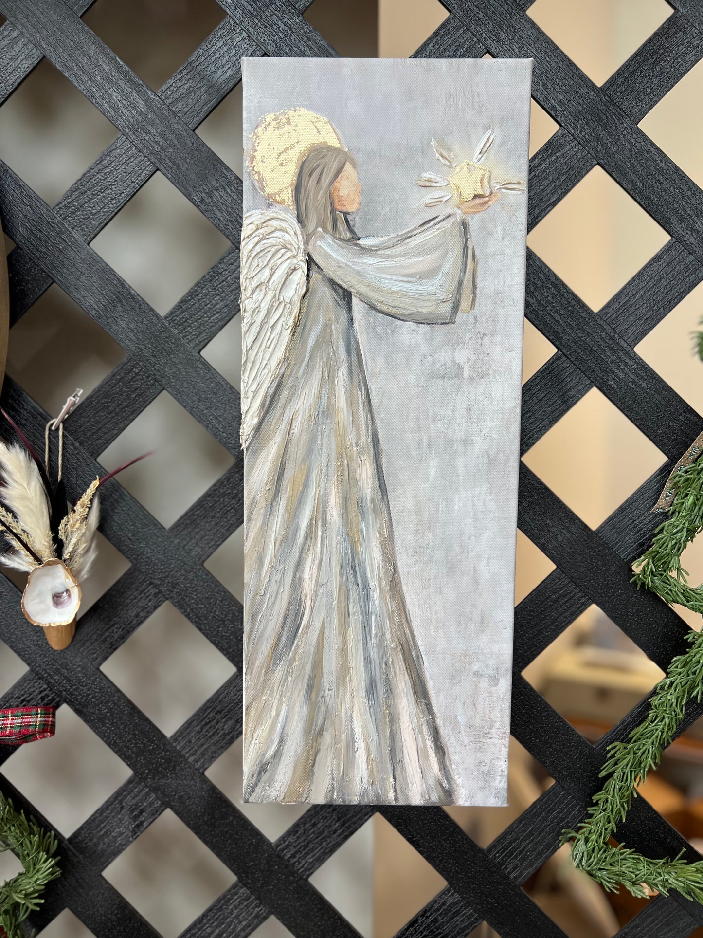 Hand painted textured angel canvas