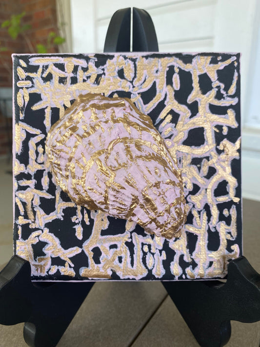 Gilded oyster shell canvas art